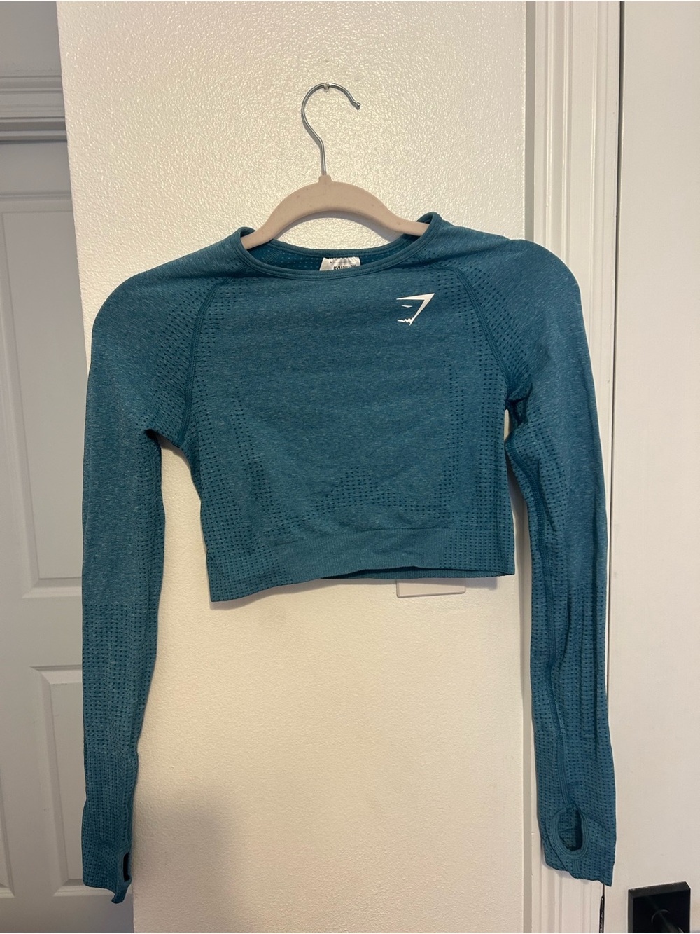 Gymshark Vital Crop Top Teal Seamless Long-Sleeve